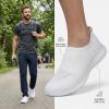 image:imagekonhill Mens Athletic Walking Shoes Breathable Knit Slip On Sneakers Comfortable Casual Work Tennis Shoes for Walking Working TravelAWhite