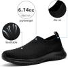 image:imagekonhill Mens Athletic Walking Shoes Breathable Knit Slip On Sneakers Comfortable Casual Work Tennis Shoes for Walking Working TravelCAll Black