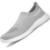 image:imagekonhill Mens Athletic Walking Shoes Breathable Knit Slip On Sneakers Comfortable Casual Work Tennis Shoes for Walking Working TravelBLight Gray
