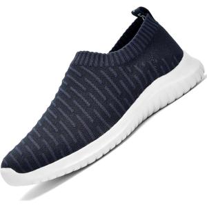 image:imagekonhill Mens Athletic Walking Shoes Breathable Knit Slip On Sneakers Comfortable Casual Work Tennis Shoes for Walking Working TravelCNavy
