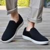 image:imagekonhill Mens Slip On Loafers Sneakers  Casual Knit Walking Shoes for Men Lightweight Breathable Memory Foam Boat Shoes Comfortable SlipOn Driving Loafers for Work Travel BeachBBlackWhite