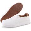 image:imagekonhill Mens Slip On Loafers Sneakers  Casual Knit Walking Shoes for Men Lightweight Breathable Memory Foam Boat Shoes Comfortable SlipOn Driving Loafers for Work Travel BeachAll White