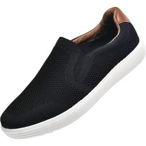 image:imagekonhill Mens Slip On Loafers Sneakers  Casual Knit Walking Shoes for Men Lightweight Breathable Memory Foam Boat Shoes Comfortable SlipOn Driving Loafers for Work Travel BeachABlackWhite