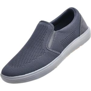 image:imagekonhill Mens Slip On Loafers Sneakers  Casual Knit Walking Shoes for Men Lightweight Breathable Memory Foam Boat Shoes Comfortable SlipOn Driving Loafers for Work Travel BeachBDark Grey