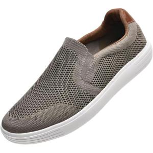image:imagekonhill Mens Slip On Loafers Sneakers  Casual Knit Walking Shoes for Men Lightweight Breathable Memory Foam Boat Shoes Comfortable SlipOn Driving Loafers for Work Travel BeachAKhaki