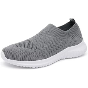 image:imagekonhill Womens Slip On Sneakers Lightweight Walking Shoes Breathable Work Shoes for Nursing amp Standing All Day8636 Dark Grey