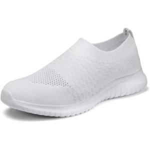 image:imagekonhill Womens Slip On Sneakers Lightweight Walking Shoes Breathable Work Shoes for Nursing amp Standing All Day8636 White
