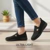 image:imagekonhill Womens Slip On Walking Shoes Breathable Knit Loafers for Women Lightweight Casual Comfort Flats for Work Travel and Everyday WearAll Black