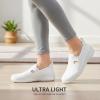image:imagekonhill Womens Slip On Walking Shoes Breathable Knit Loafers for Women Lightweight Casual Comfort Flats for Work Travel and Everyday WearAll White