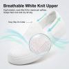 image:imagekonhill Womens Slip On Walking Shoes Lightweight Breathable Knit Casual Loafers Comfortable Fashion SneakersAAll White
