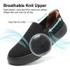image:imagekonhill Womens Slip On Walking Shoes Lightweight Breathable Knit Casual Loafers Comfortable Fashion SneakersBAll Black