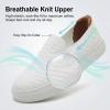 image:imagekonhill Womens Slip On Walking Shoes Lightweight Breathable Knit Casual Loafers Comfortable Fashion SneakersBAll White