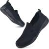 image:imagekonhill Womens Slip On Walking Shoes Breathable Knit Loafers for Women Lightweight Casual Comfort Flats for Work Travel and Everyday WearAll Black