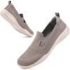 image:imagekonhill Womens Slip On Walking Shoes Breathable Knit Loafers for Women Lightweight Casual Comfort Flats for Work Travel and Everyday WearKhaki