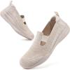 image:imagekonhill Womens Slip On Walking Shoes Breathable Knit Loafers for Women Lightweight Casual Comfort Flats for Work Travel and Everyday WearMilk Yellow