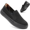 image:imagekonhill Womens Slip On Walking Shoes Lightweight Breathable Knit Casual Loafers Comfortable Fashion SneakersAll Black