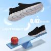 image:imagekonhill Mens Slip On Walking Shoes Breathable Knit Casual Sneakers Comfortable Laceless Mesh Loafers with Flexible Cushioning SoleABlack