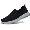 image:imagekonhill Mens Slip On Walking Shoes Breathable Knit Casual Sneakers Comfortable Laceless Mesh Loafers with Flexible Cushioning SoleABlackGrey