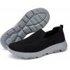image:imagekonhill Mens Slip On Walking Shoes Breathable Knit Casual Sneakers Comfortable Laceless Mesh Loafers with Flexible Cushioning SoleABlackGrey