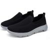 image:imagekonhill Mens Slip On Walking Shoes Breathable Knit Casual Sneakers Comfortable Laceless Mesh Loafers with Flexible Cushioning SoleABlackGrey