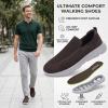 image:imagekonhill Mens Slip On Walking Shoes Breathable Knit Casual Sneakers Comfortable Laceless Mesh Loafers with Flexible Cushioning SoleABrown