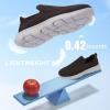 image:imagekonhill Mens Slip On Walking Shoes Breathable Knit Casual Sneakers Comfortable Laceless Mesh Loafers with Flexible Cushioning SoleABrown