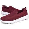 image:imagekonhill Mens Slip On Walking Shoes Breathable Knit Casual Sneakers Comfortable Laceless Mesh Loafers with Flexible Cushioning SoleABurgundy
