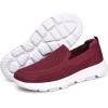 image:imagekonhill Mens Slip On Walking Shoes Breathable Knit Casual Sneakers Comfortable Laceless Mesh Loafers with Flexible Cushioning SoleABurgundy