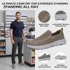 image:imagekonhill Mens Slip On Walking Shoes Breathable Knit Casual Sneakers Comfortable Laceless Mesh Loafers with Flexible Cushioning SoleAKhaki