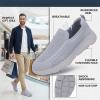 image:imagekonhill Mens Slip On Walking Shoes Breathable Knit Casual Sneakers Comfortable Laceless Mesh Loafers with Flexible Cushioning SoleALight Grey