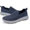 image:imagekonhill Mens Slip On Walking Shoes Breathable Knit Casual Sneakers Comfortable Laceless Mesh Loafers with Flexible Cushioning SoleANavyGrey