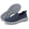 image:imagekonhill Mens Slip On Walking Shoes Breathable Knit Casual Sneakers Comfortable Laceless Mesh Loafers with Flexible Cushioning SoleANavyGrey