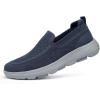 image:imagekonhill Mens Slip On Walking Shoes Breathable Knit Casual Sneakers Comfortable Laceless Mesh Loafers with Flexible Cushioning SoleANavyGrey