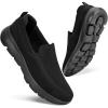 image:imagekonhill Mens Slip On Walking Shoes Breathable Knit Casual Sneakers Comfortable Laceless Mesh Loafers with Flexible Cushioning SoleAAll Black