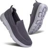 image:imagekonhill Mens Slip On Walking Shoes Breathable Knit Casual Sneakers Comfortable Laceless Mesh Loafers with Flexible Cushioning SoleADark GreyGrey