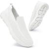 image:imagekonhill Mens Slip On Walking Shoes Breathable Knit Casual Sneakers Comfortable Laceless Mesh Loafers with Flexible Cushioning SoleAll White