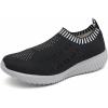 image:imagekonhill Womens Walking Shoes Slip On Sneakers Lightweight Comfort Mesh Ideal Mom Gifts for Mothers Day6701 Black Grey
