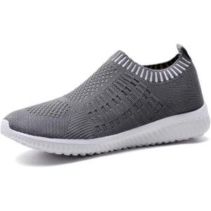image:imagekonhill Womens Walking Shoes Slip On Sneakers Lightweight Comfort Mesh Ideal Mom Gifts for Mothers Day6701 Dark Grey