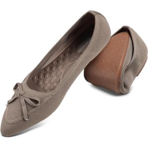 image:imagekonhill Womens Bellet Flats Pointed Toe Dress Knit Loafer Flats Comfortable Fashion Elegant Slip On Shoes fit for Casual amp OfficeA Khaki