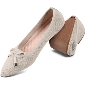 image:imagekonhill Womens Bellet Flats Pointed Toe Dress Knit Loafer Flats Comfortable Fashion Elegant Slip On Shoes fit for Casual amp OfficeA Nude