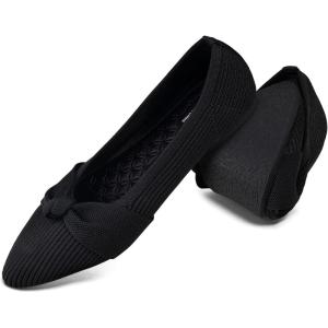 image:imagekonhill Womens Bellet Flats Pointed Toe Dress Knit Loafer Flats Comfortable Fashion Elegant Slip On Shoes fit for Casual amp OfficeB Black