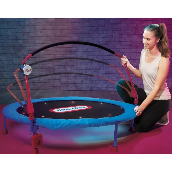 Little Tikes 45 ft Lights n Music Trampoline for Kids with LED Lights Bluetooth Foldable with Safety Handle Indoor Outdoor Toy Gifts for Toddlers Boys Girls Ages 3 4 5 6 Year OldLittle Tikes 45 ft Lights n Music Trampoline for Kids with LED Lights Bluetooth Foldable with Safety Handle Indoor Outdoor Toy Gifts for Toddlers Boys Girls Ages 3 4 5 6 Year Old