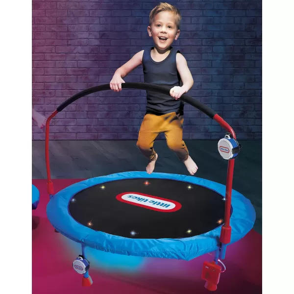 Little Tikes 45 ft Lights n Music Trampoline for Kids with LED Lights Bluetooth Foldable with Safety Handle Indoor Outdoor Toy Gifts for Toddlers Boys Girls Ages 3 4 5 6 Year OldLittle Tikes 45 ft Lights n Music Trampoline for Kids with LED Lights Bluetooth Foldable with Safety Handle Indoor Outdoor Toy Gifts for Toddlers Boys Girls Ages 3 4 5 6 Year Old