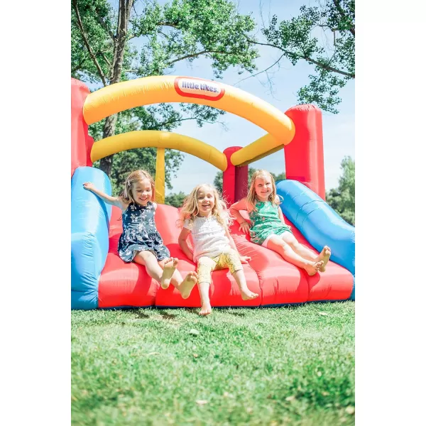 Little Tikes Jump n Slide Inflatable Bouncer Includes Heavy Duty Blower With GFCI Stakes Repair Patches And Storage Bag for Kids Ages 38 YearsJump n Slide Bounce House