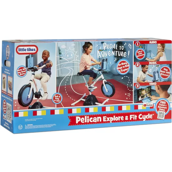 Little Tikes Pelican Explore amp Fit Cycle Adjustable Play Fitness Exercise Equipment Stationary Bike with Videos and Builtin Bluetooth Speaker For Kids Ages 37 Years WHITE BLUELittle Tikes Pelican Explore amp Fit Cycle Adjustable Play Fitness Exercise Equipment Stationary Bike with Videos and Builtin Bluetooth Speaker For Kids Ages 37 Years WHITE BLUE