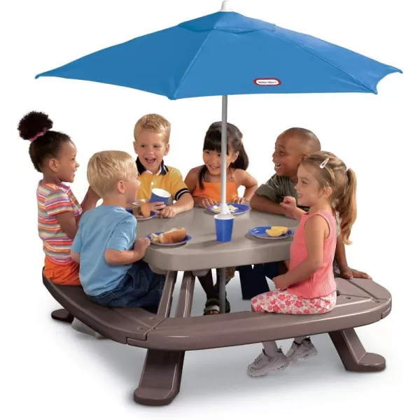 Little Tikes Fold n Store Picnic Table with Market Umbrella Brown 632433MPicnic Table