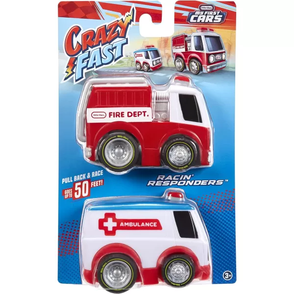 Little Tikes My First Cars Crazy Fast Cars 2Pack Racin Responders Fire Truck Ambulance Pullback Toy Car Vehicle Goes up to 50 ftLittle Tikes My First Cars Crazy Fast Cars 2Pack Racin Responders Fire Truck Ambulance Pullback Toy Car Vehicle Goes up to 50 ft