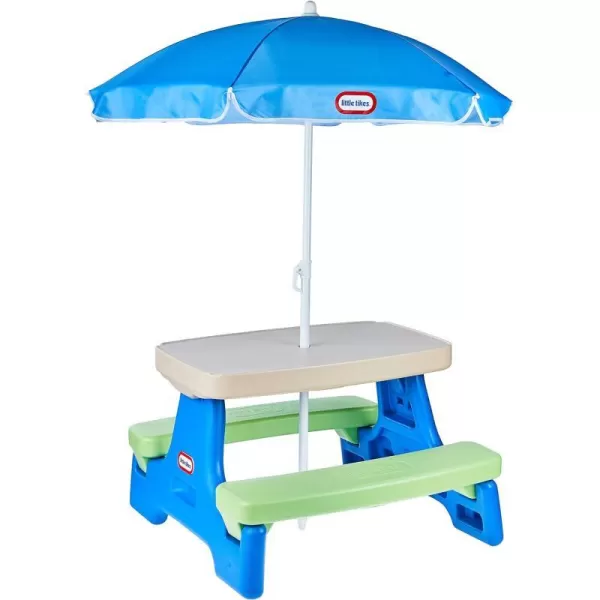 Little Tikes Easy Store Jr Picnic Table with Umbrella  Blue  GreenLittle Tikes Easy Store Jr Picnic Table with Umbrella  Blue  Green