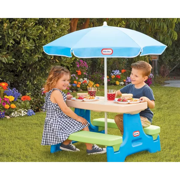 Little Tikes Easy Store Picnic Table with Umbrella Multi Color 4200L x 3800W x 1975HLittle Tikes Easy Store Picnic Table with Umbrella Multi Color 4200L x 3800W x 1975H