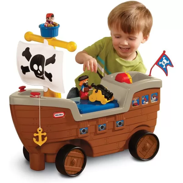 Little Tikes 2in1 Pirate Ship Toy  Kids RideOn Boat with Wheels Under Seat Storage and Playset with Figures  Interactive Ride on Toys for 1 year olds and above MulticolorPirate Ship